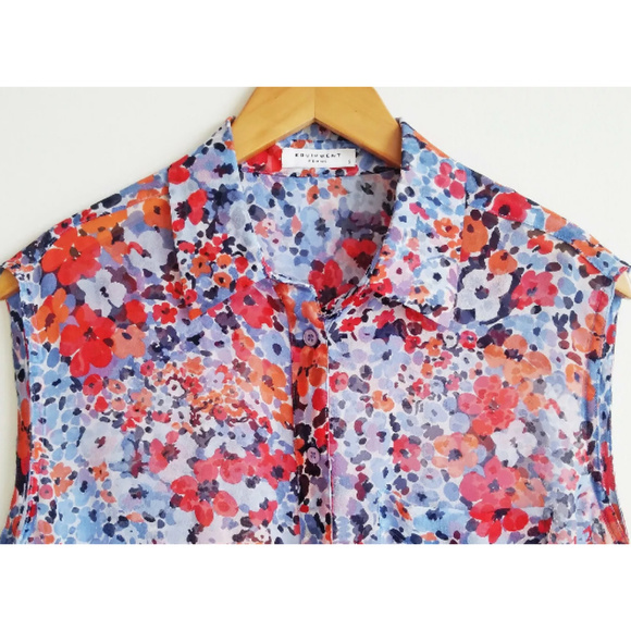 SOLDEquipment Adrien Sleeveless SilkFloralSheerTop - Picture 3 of 8